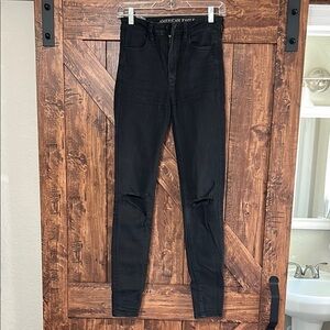 American Eagle Black Distressed Jeans size Long